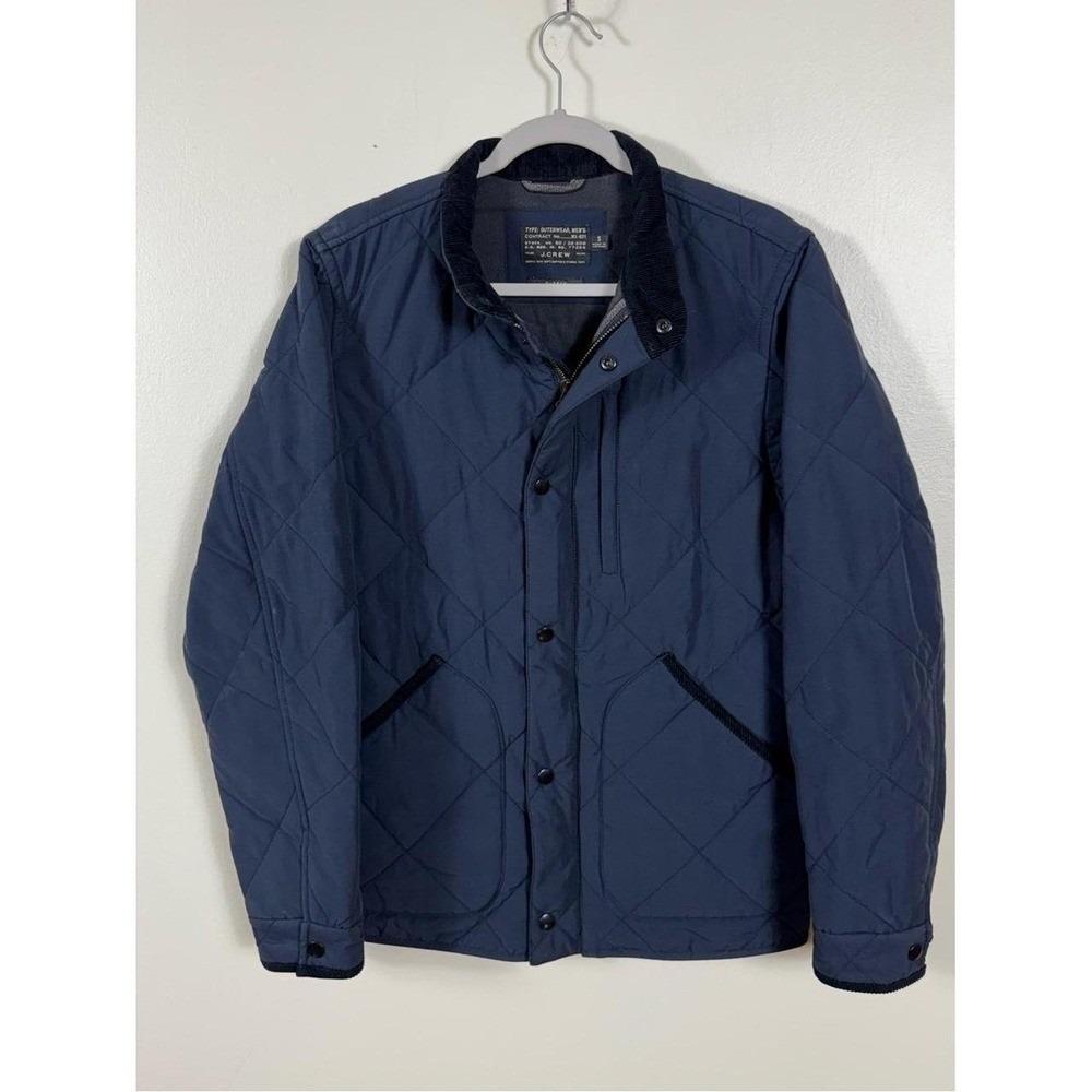 J Crew Sussex Quilted Jacket Small PrimaLoft Corduroy Trim Midnight Blue Preppy